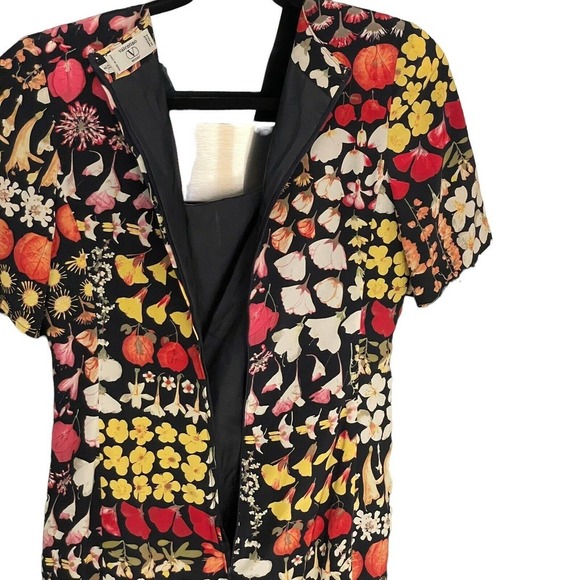 Valentino Miss V Botanical Floral Silk Knee Length Dress Size 8 Vintage - Picture 8 of 12